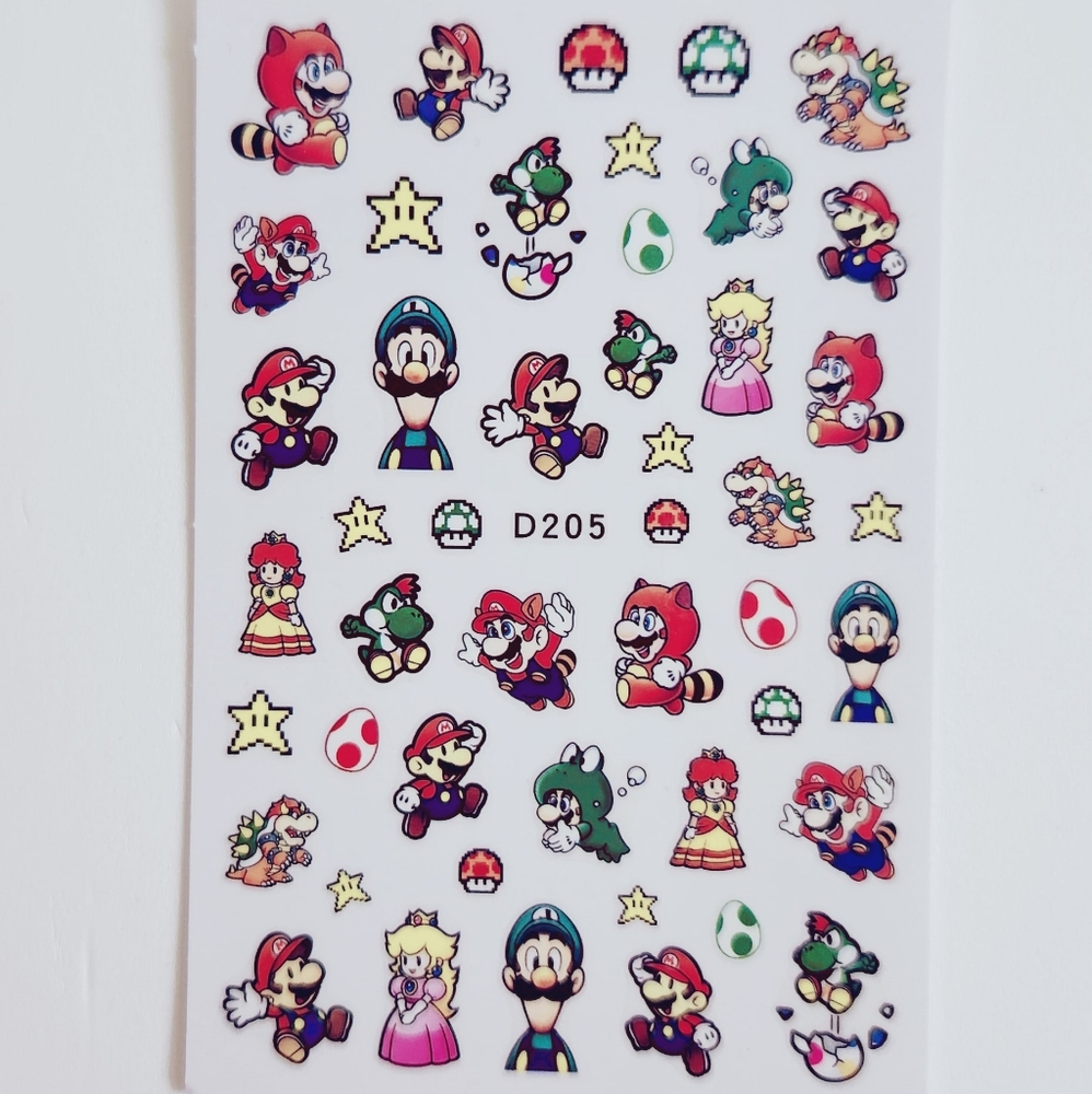 ⭐4/$15 Super Mario Nail Art Stickers
